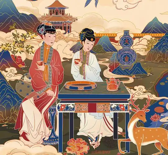 周生生i故宫宫廷文化kv主视觉插画设计