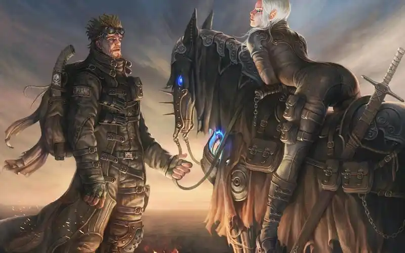 overplatinumblondefantasyarthorseswordweaponconceptart壁纸图片