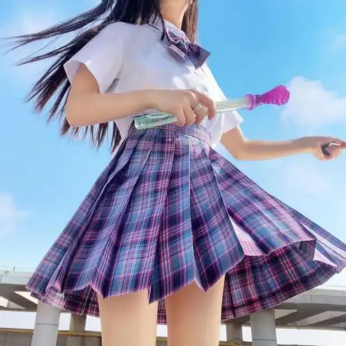 制服百褶裙学生正版jk套装格子女童刺绣裙子学生校服