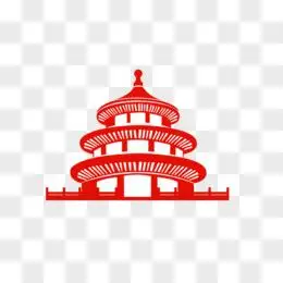 扁平风红色北京建筑天坛pngpsd手绘国潮城市地标建筑北京素材pngpsd