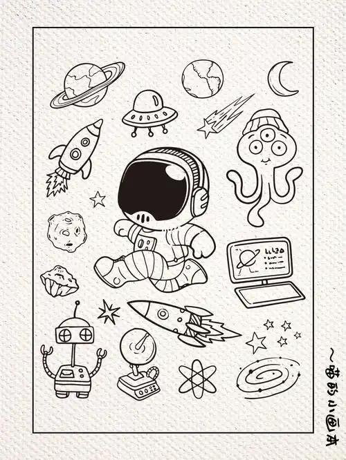简笔画太空人系列2