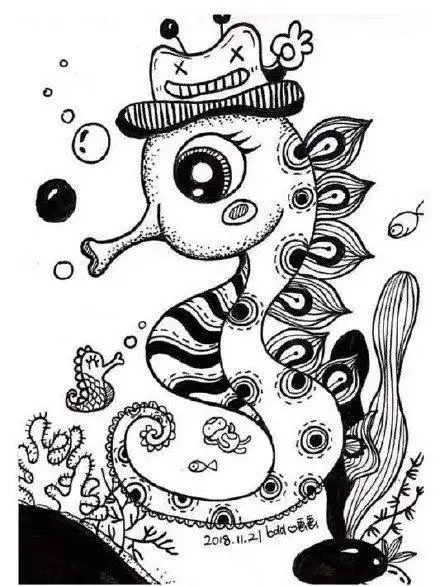 这样的作品我也能画 67676767黑白线描画smilelichee荔枝同采