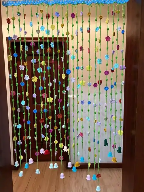 春日田野钩针钩织门帘交作业了若水凡心