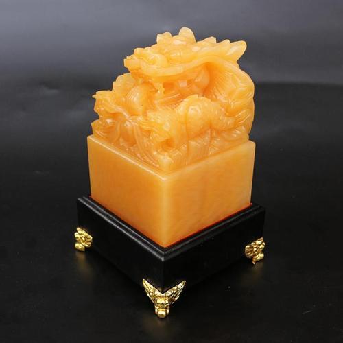 天然米黄玉乾隆皇帝传国玉石玉玺 仿古大号印章刻字篆刻 印章摆件