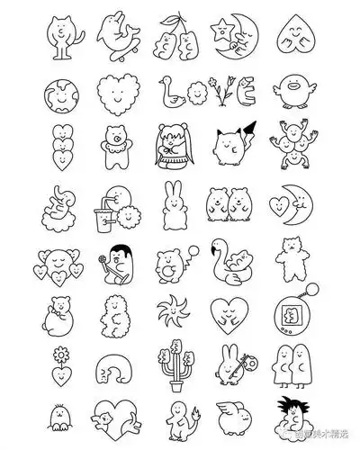 100个可爱元素简笔画手账素材