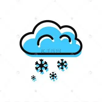 云与雪花平静地落下,下雪的天气和圣诞节的心情,降雪矢量图的图标孤立