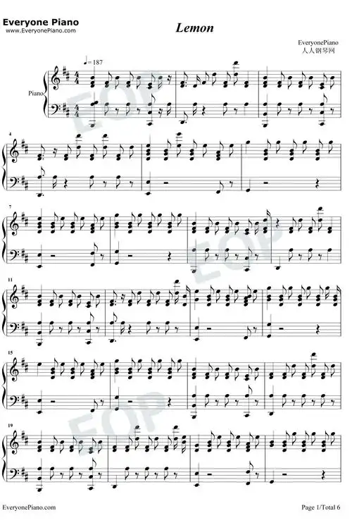 lemon钢琴谱-n.e.r.d / rihanna1