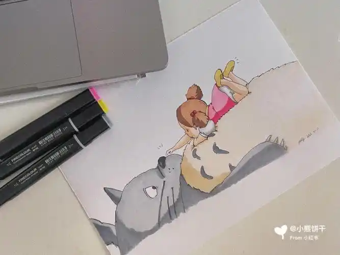 08宫崎骏龙猫马克笔手绘图