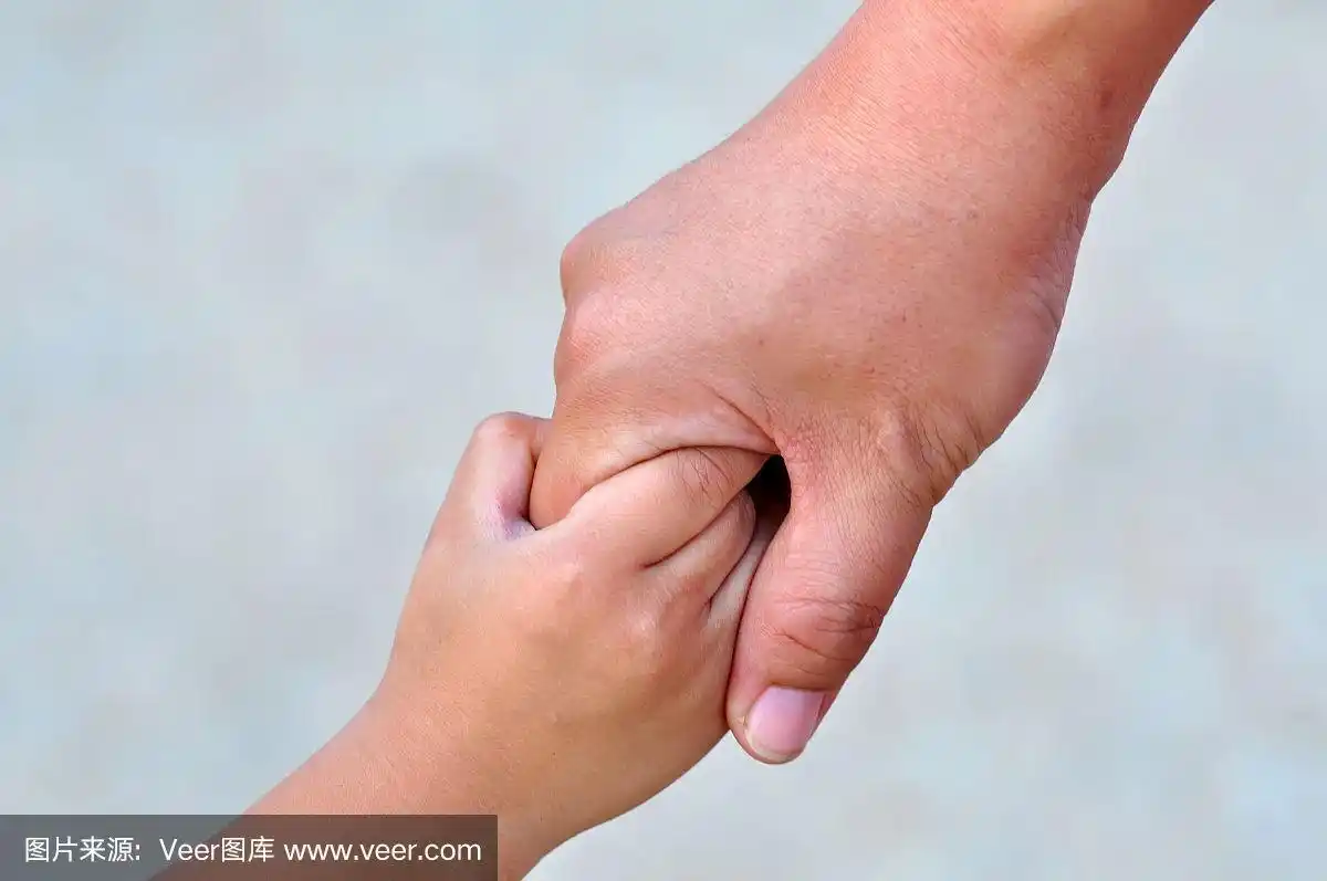 大人和小孩的手牵着