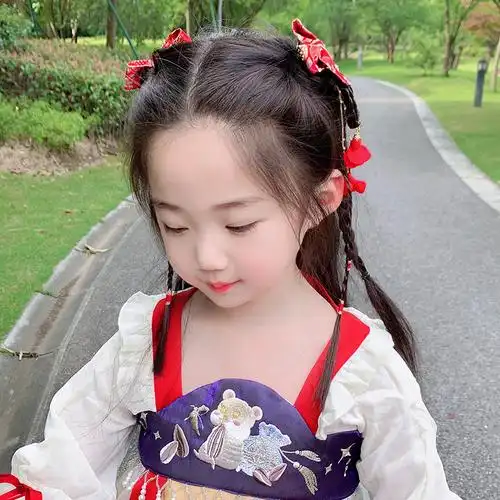 儿童汉服古风发夹女童古装假发辫子头饰流苏发饰