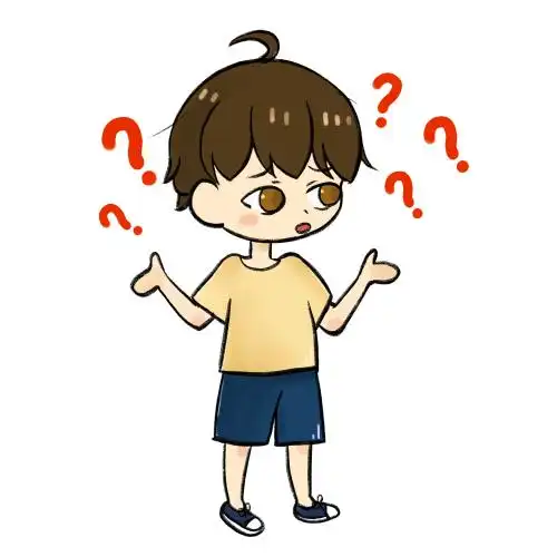 棕色小孩人物问号疑惑的插画元素