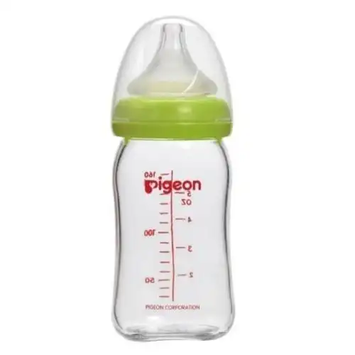 贝亲自然实感宽口径玻璃奶瓶160mlaa72(绿色旋盖/sssize)高清大图