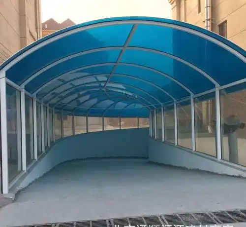 车库出入口阳光板雨棚 pv高透耐力板雨棚_大型雨棚遮阳蓬_南京雨后虹