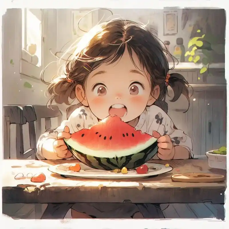 wow | 夏天可爱女孩吃西瓜头像!太萌了! 大家好!