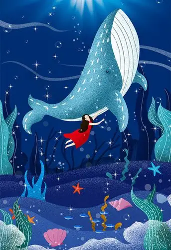 梦幻治愈系海底世界插画