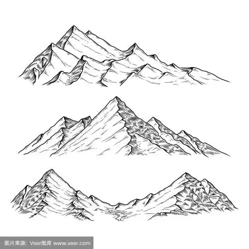 手绘矢量图的山