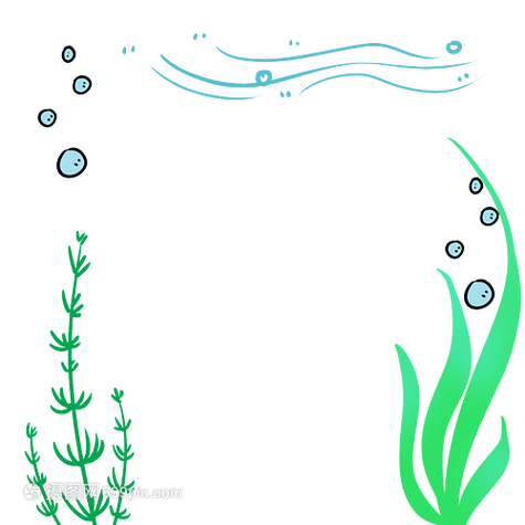 怎么画简笔画-海草和小鱼海草海带水草涂鸦简笔画儿童模板免费下载