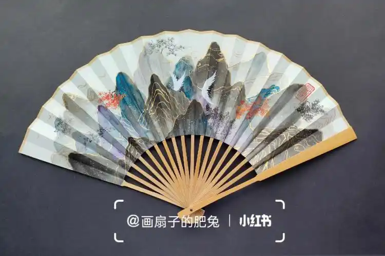 汉服配饰  #折扇  #手绘折扇  #寻找小红书绘画大神  #寻找小红书
