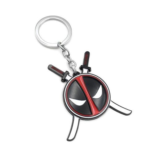 223新款电影周边死侍deadpool双刀标志合金钥匙扣挂件