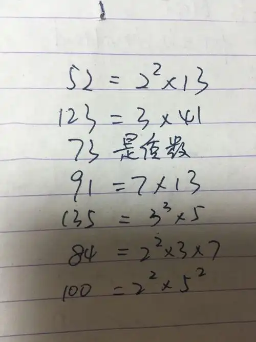 把合数分解质因数. 52 123 73 91