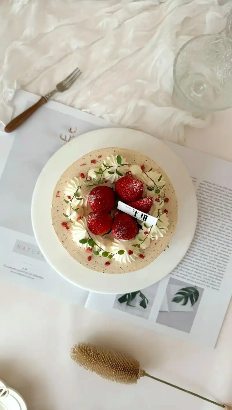 简约风的伯爵草莓蛋糕98.#草莓蛋糕 #动物奶油蛋糕 #好吃 - 抖音