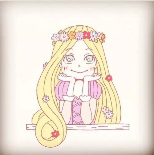 可爱小女孩简笔画卡通人物长发公主