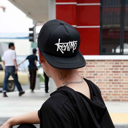 kenmo帽子男嘻哈帽潮牌青年鸭舌帽女生平沿帽透气时尚网眼太阳帽