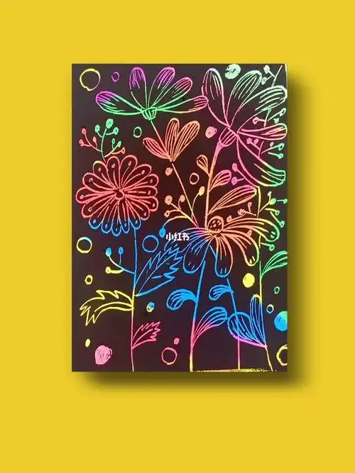 刮画美丽的花丛