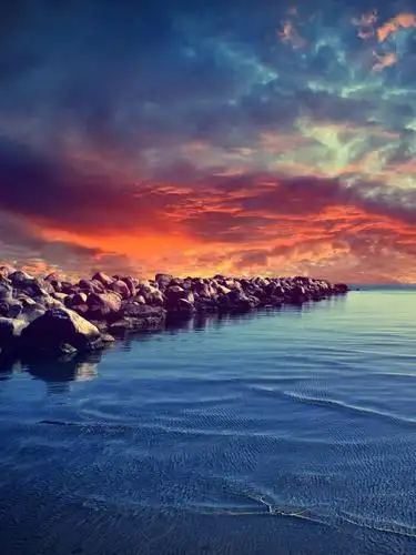 云彩河风景手机墙纸