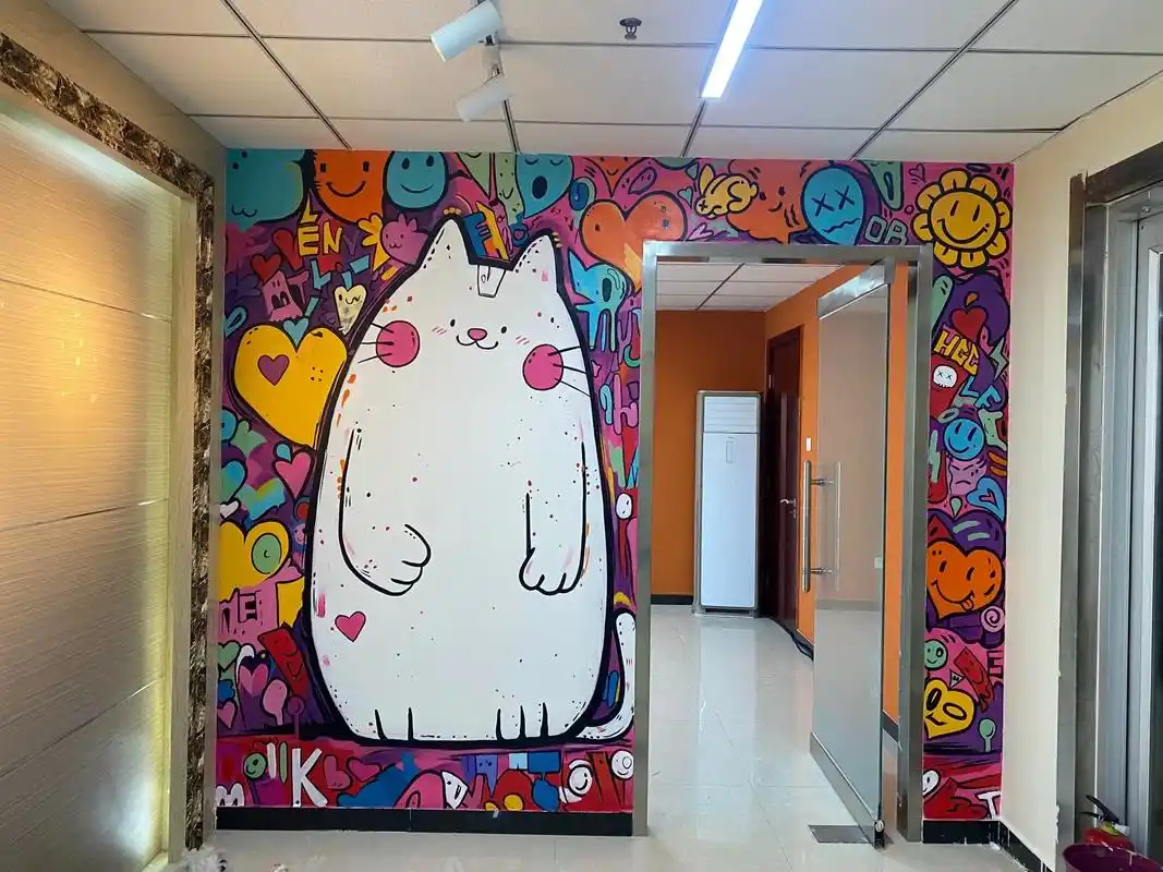 给朋友画室画了一幅墙绘