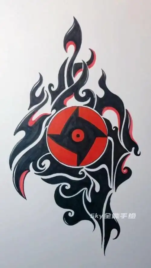 教你画一个宇智波止水别天神解压设计图案.