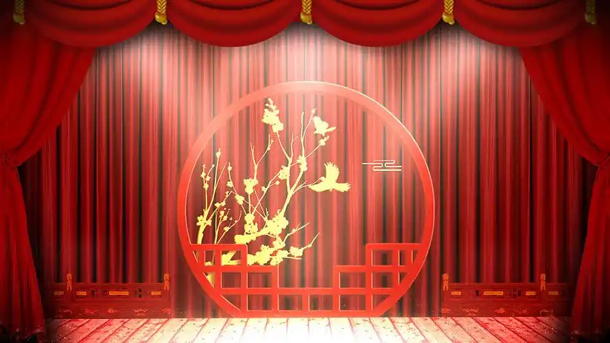4k大气简约中国风喜庆红色幕布相声背景mp4