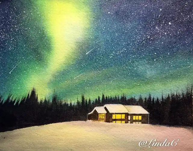 零基础水彩极光