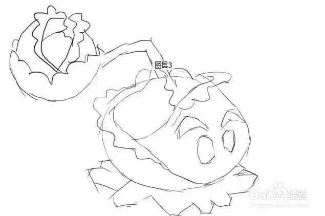 彩色简笔画植物大战僵尸卷心菜射手的画法卷心菜投手简笔画卷心菜简笔