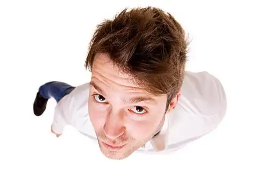 全身,年轻,休闲,男人,仰视