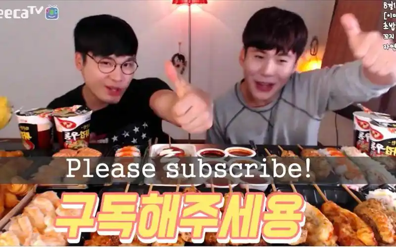 韩国吃播吧唧嘴豪放派吃播donkey兄弟吃串儿寿司泡面自制甜点冰淇淋