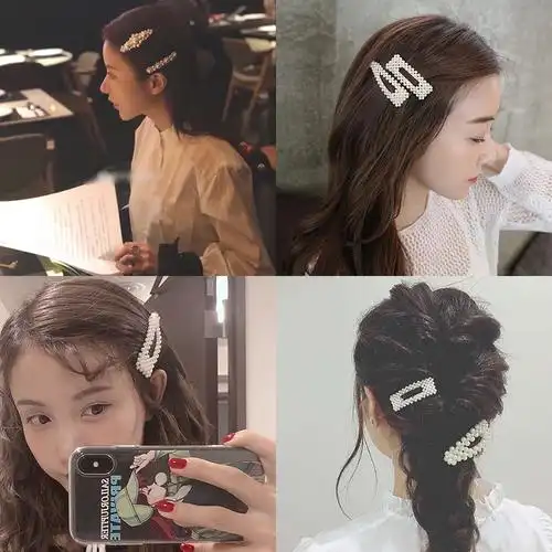 珍珠发夹bb夹一字夹ins边夹2018网红新款少女发卡夹子韩国头饰女