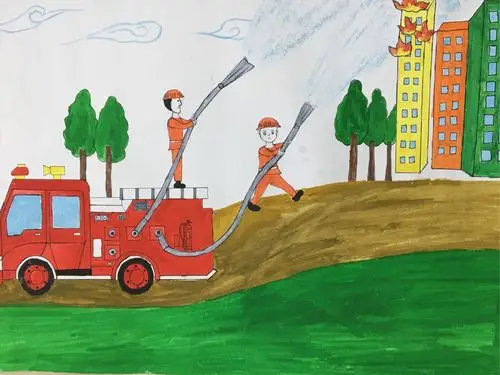 侯边庄小学开展消防绘画展览