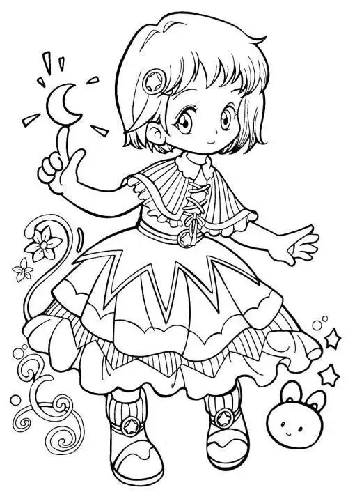 漫画女孩森林系简笔画 简笔画图片大全-普车都