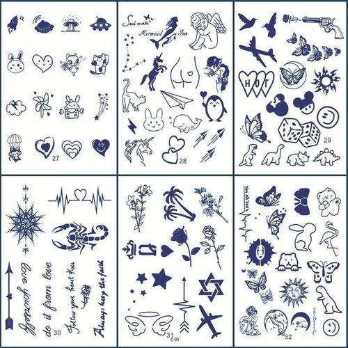 颜值半手指小图案字母纹身贴【防水持久纹身贴】 96个不同款图案(f款