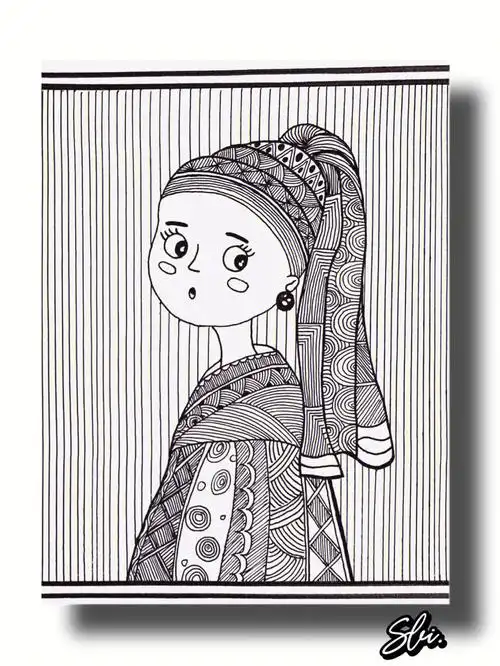 临摹了名画带珍珠耳环的少女