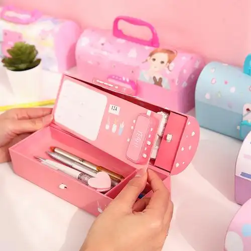 密码锁铅笔盒多功能高级小学生文具盒ins潮 少女公主新款网红文具