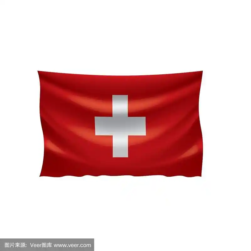 瑞士国旗,矢量插图在白色的背景