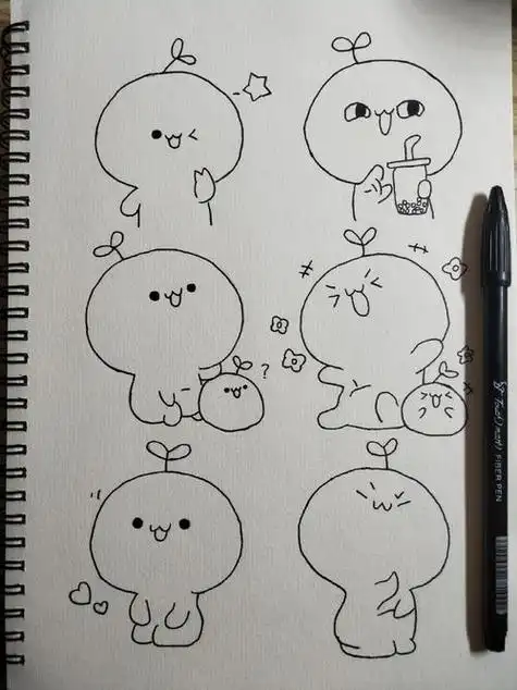 可爱团子简笔画简笔画文化绘画