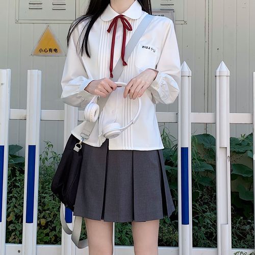 方糖小屋*小奶糖长袖*原创设计jk制服刺绣白衬衫可爱日系校供