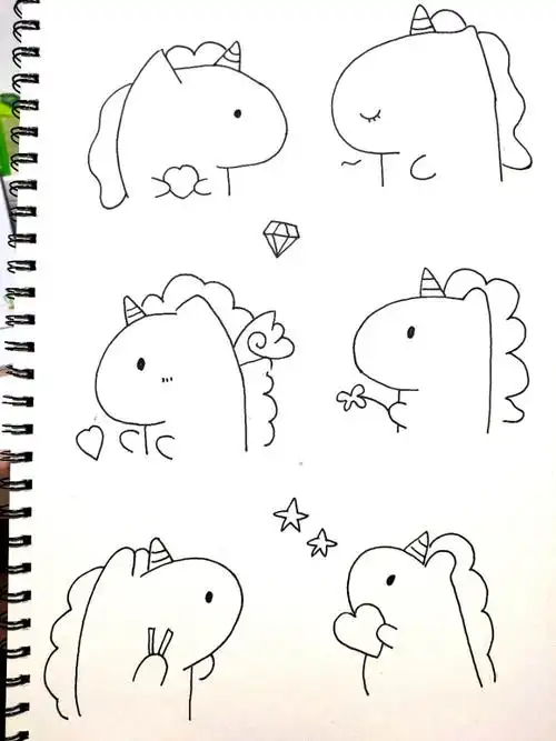 独角兽简笔画卡通画马克笔画儿童画