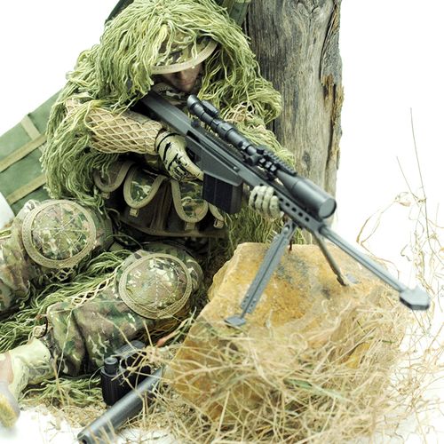 1:6二战全地形狙击手12寸军事关节可动兵人模型 全武器衣服送支架