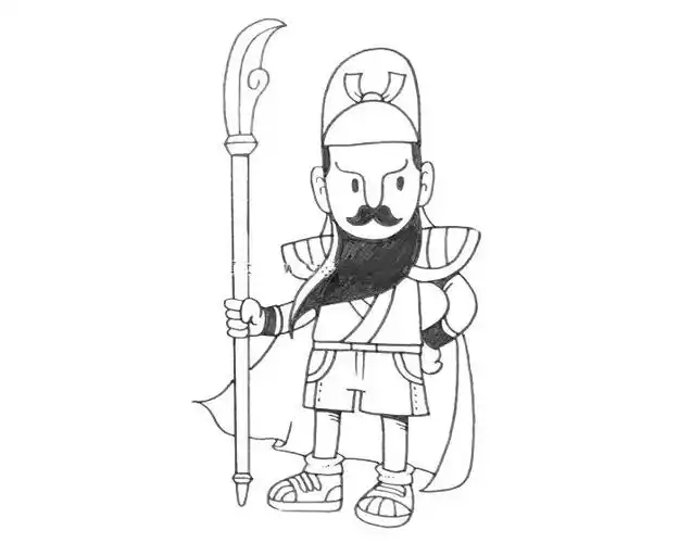 三国人物——关羽_简笔画_ps家园网