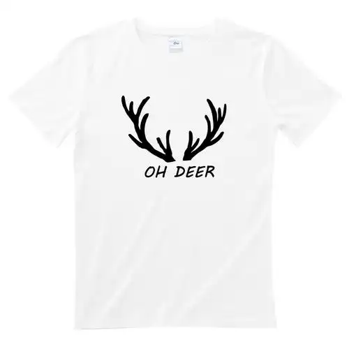 oh deer 男女 短袖t恤 白色 鹿角 鹿 文青 设计