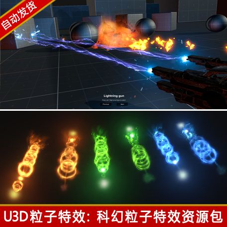 unity3d科幻sci-fi武器射击特效爆炸粒子激光效果炮塔导弹u3d模型